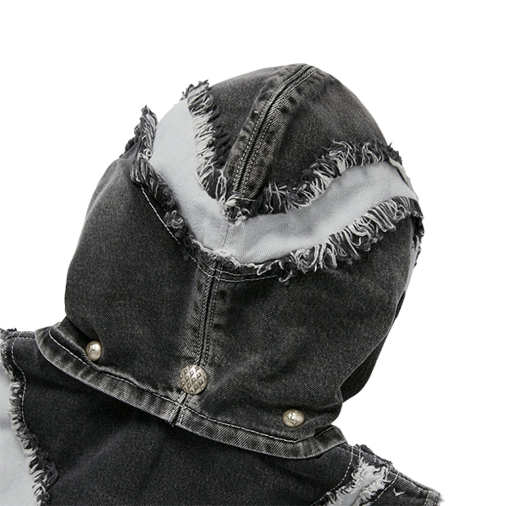 Thug Club Cave Denim Vest in blk/wht, view 7 of 10