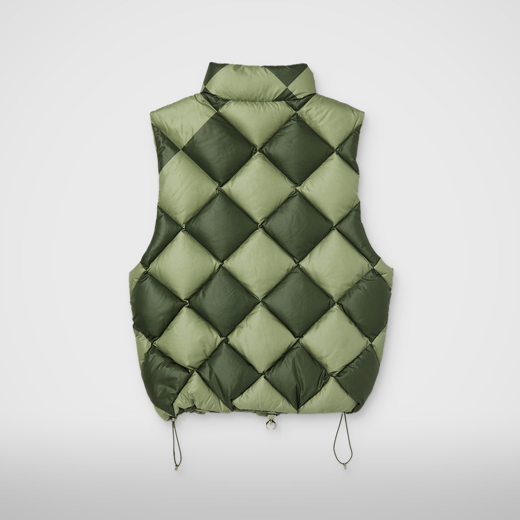 Thug Club Checkmate Puffer Vest in khaki, view 2 of 3