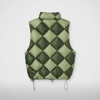 Thug Club Checkmate Puffer Vest in khaki, view 2 of 3