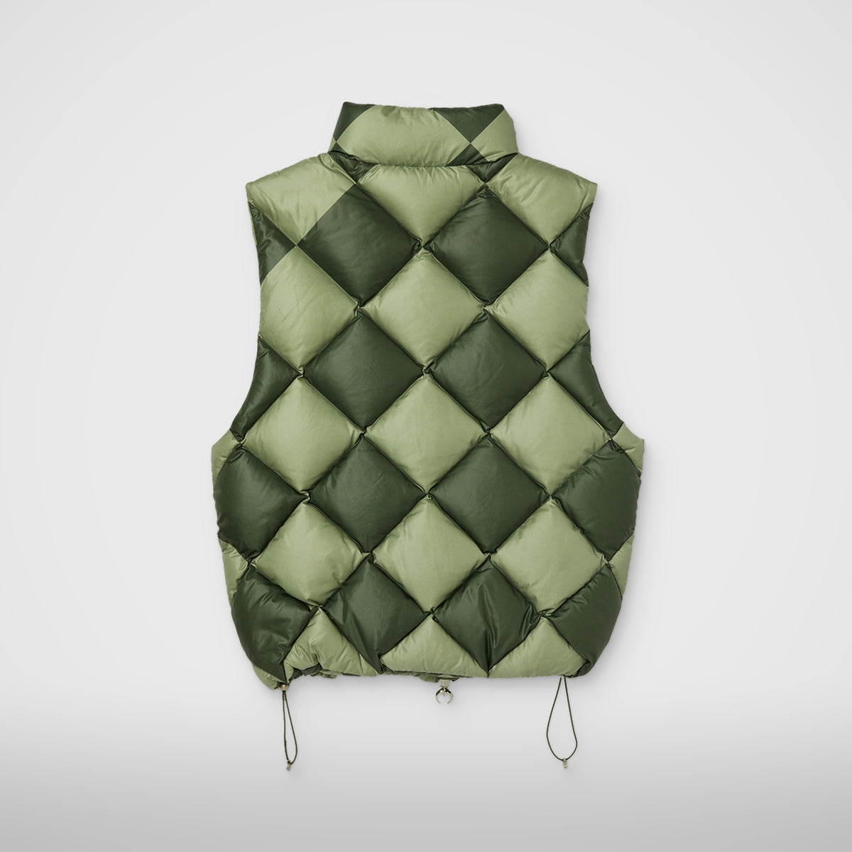 Thug Club Checkmate Puffer Vest in khaki, view 2 of 3