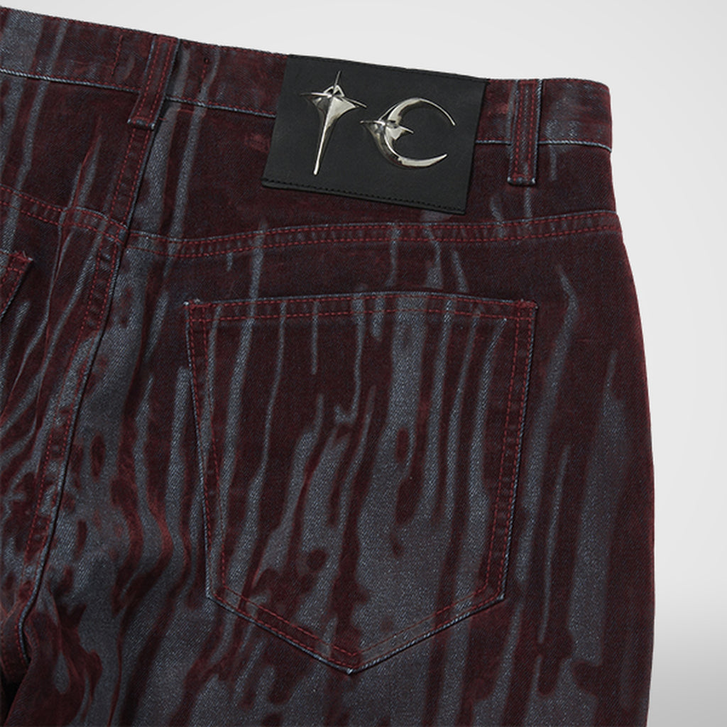 Thug Club Blood Lazered Denim Pants in red, view 7 of 7