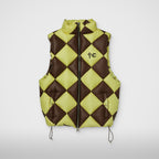 Thug Club Checkmate Puffer Vest in yellow/brown