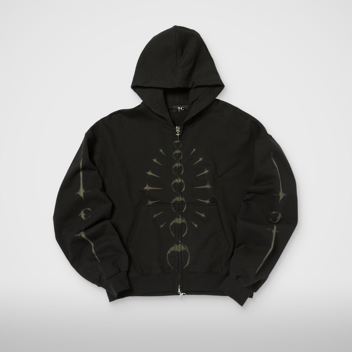 Thug Club TC Ribcage Zip-Up Hoodie in black, front view