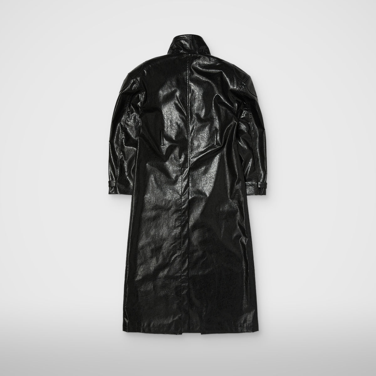 Thug Club TC Leather Trigun Coat in black, back view