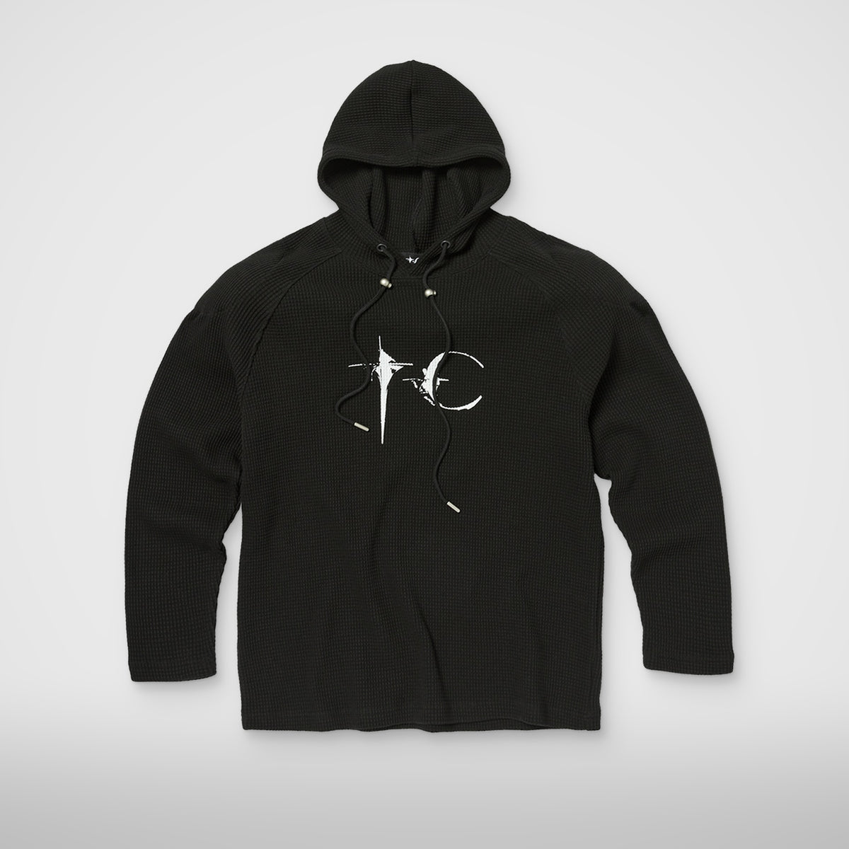 Thug Club Bulk Shoulder Waffle Hoodie in black