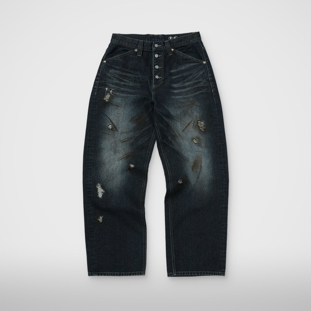 Thug Club Burn Down Denim Pants in blue