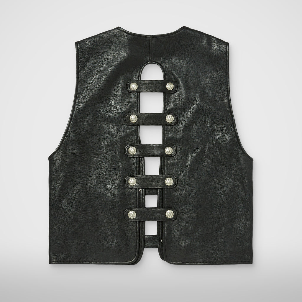 Thug Club Goat Skin Leather Vest in black, view 2 of 9