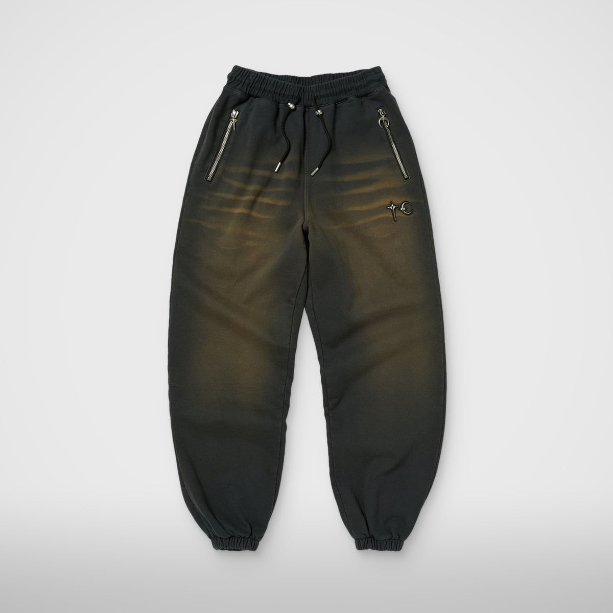 Thug Club TC Two Tone Washed Jogger Pants in rust black, front view