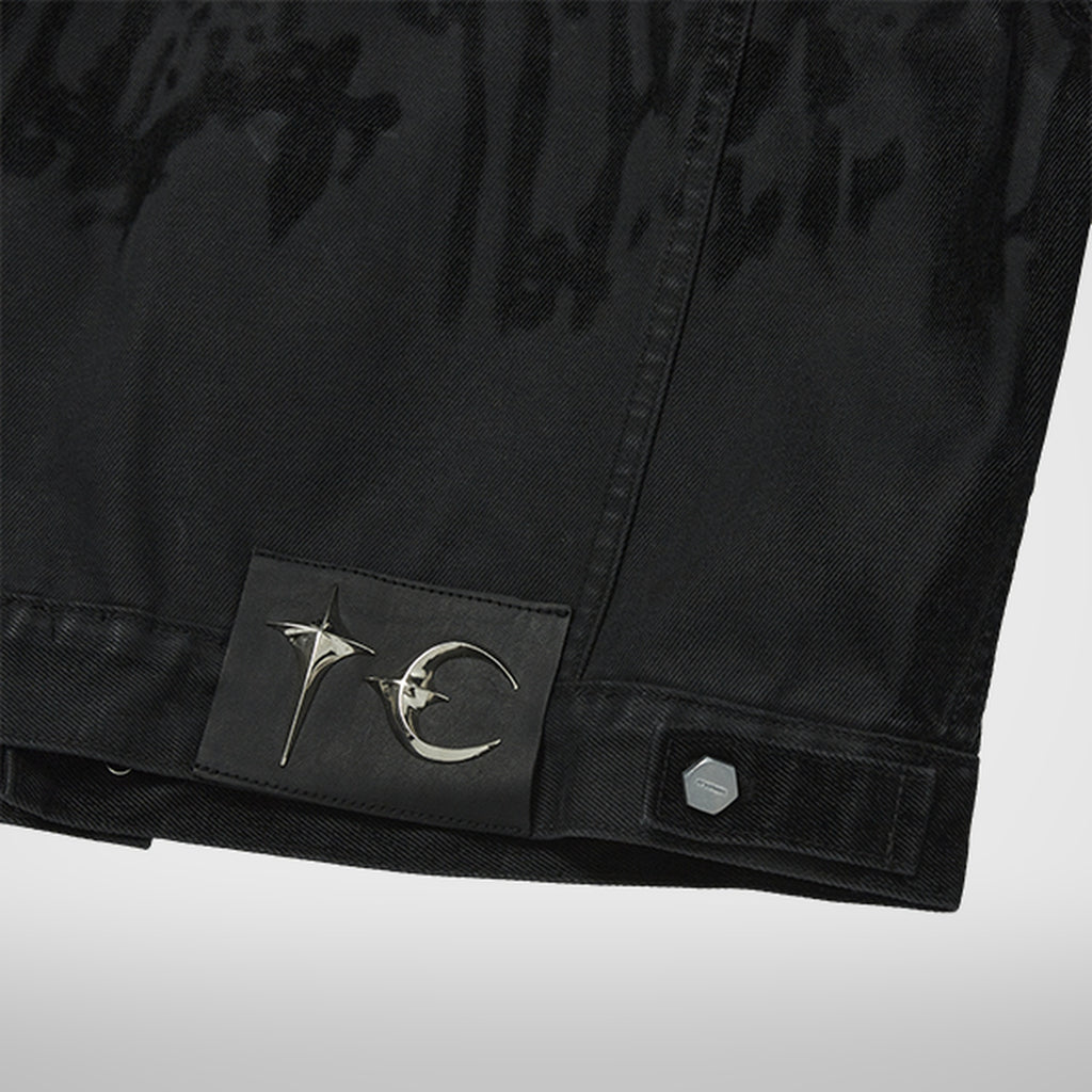 Thug Club Blood Lazered Denim Jacket in black, view 9 of 9