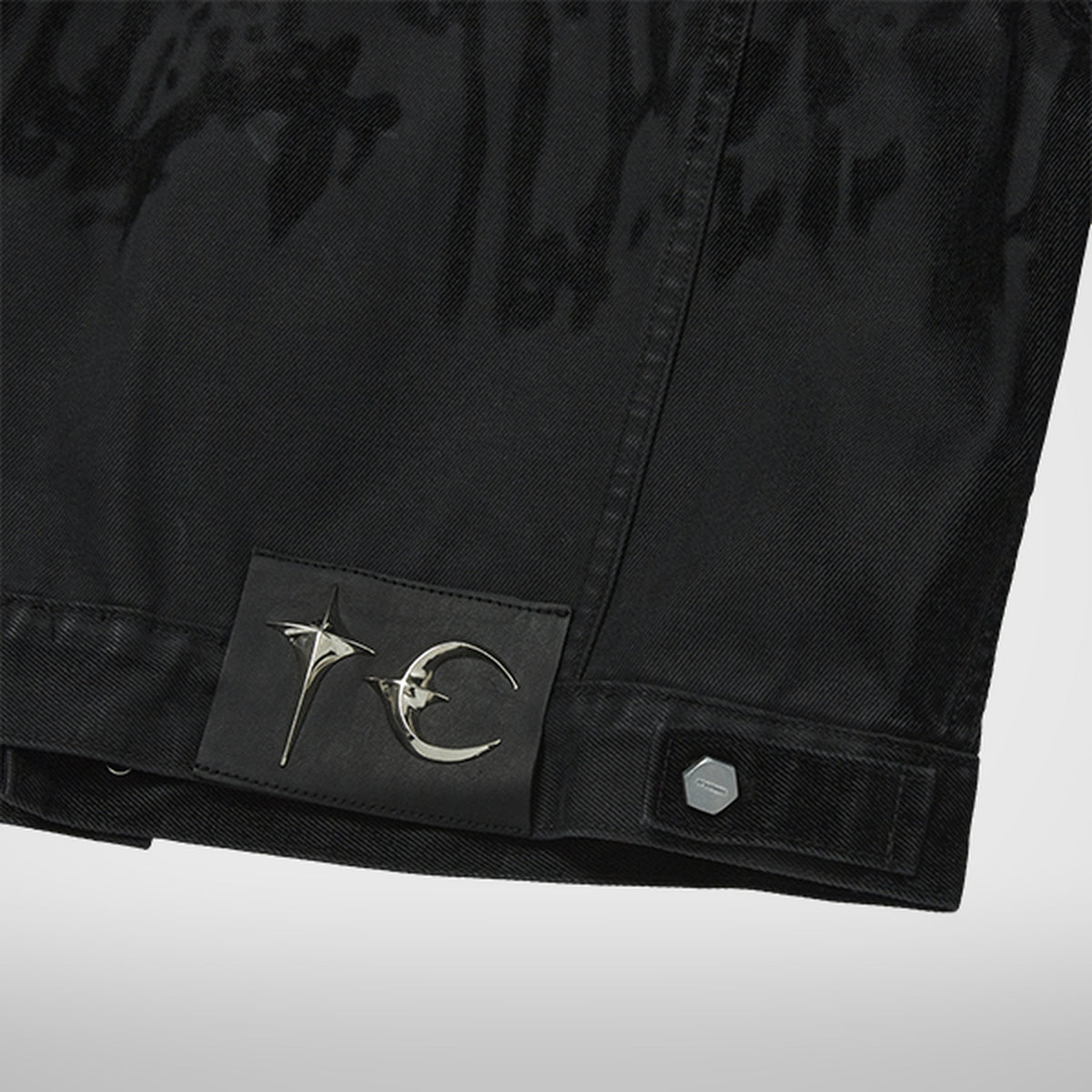 Thug Club Blood Lazered Denim Jacket in black, view 9 of 9