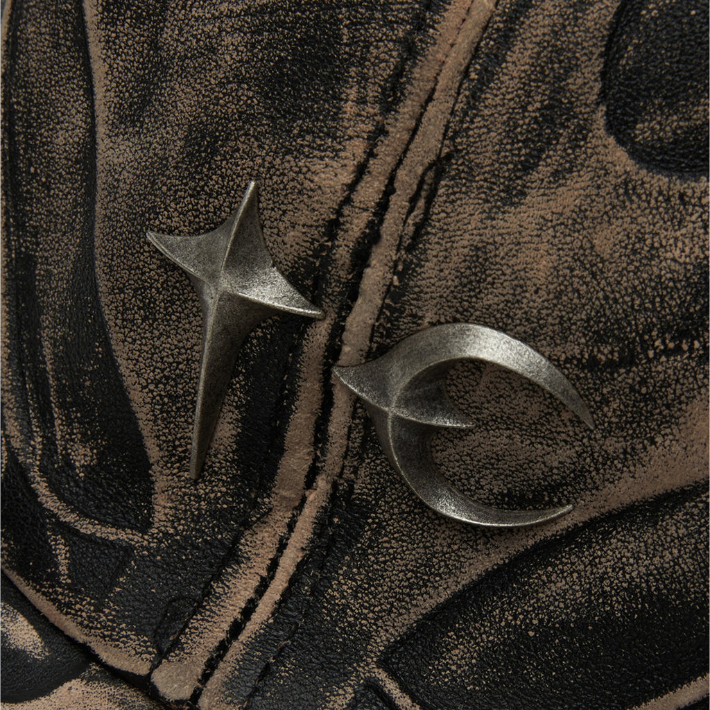 Thug Club TC Leather Chopper Cap in black, close-up detail, view 5 of 5