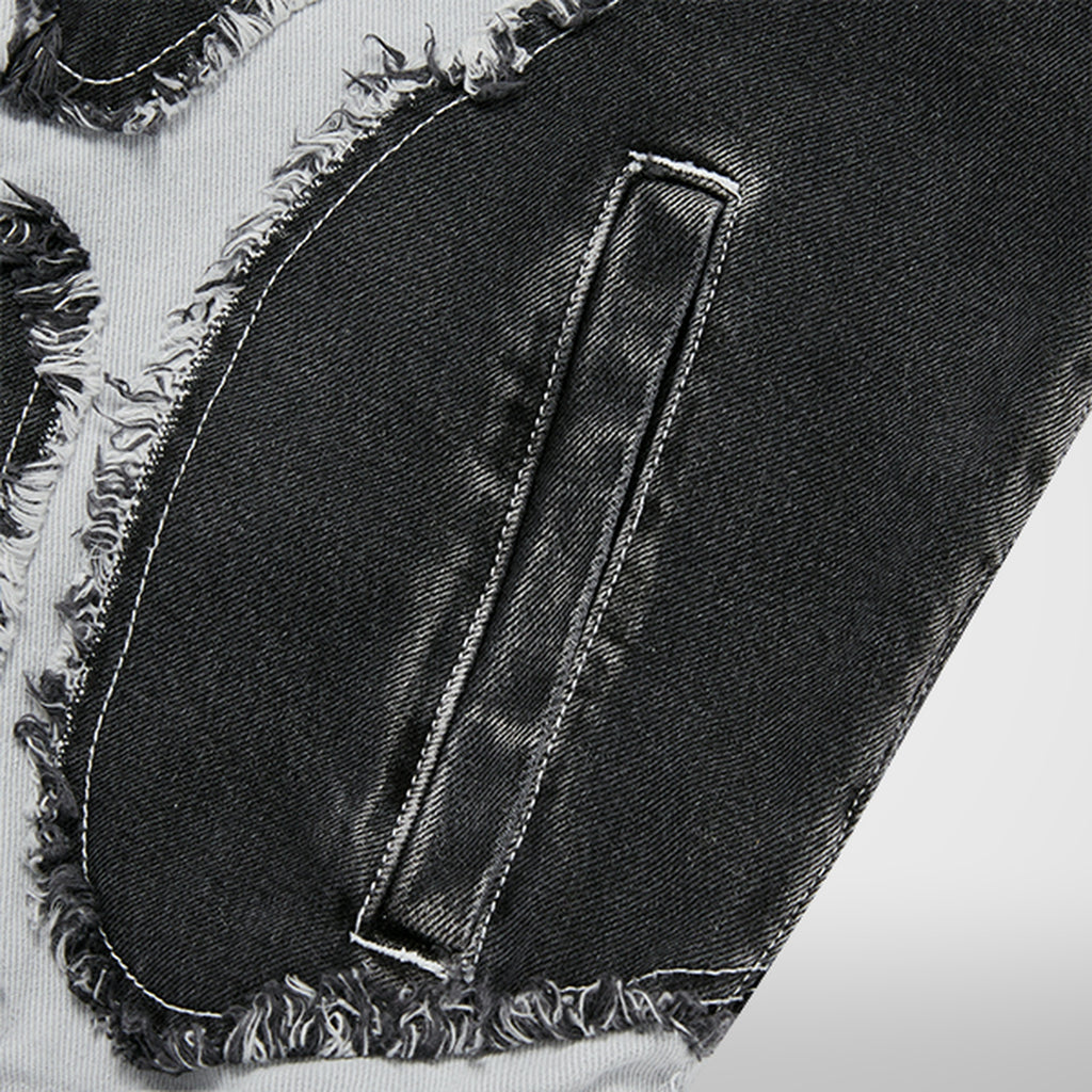 Thug Club Cave Denim Vest in blk/wht, view 6 of 10