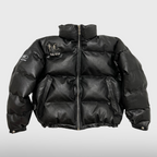 TC Leather Puffer Jacket - Black