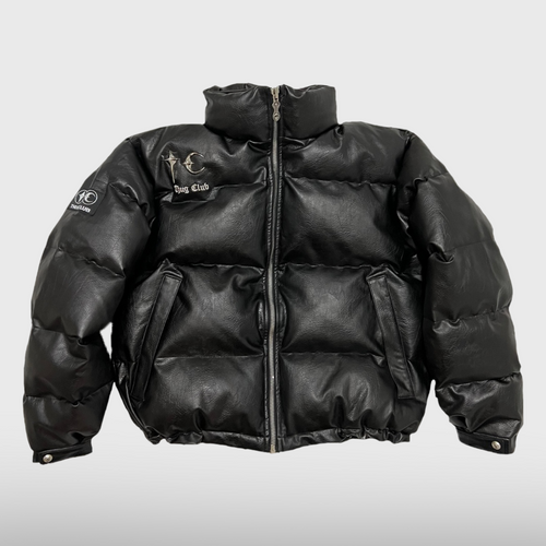 TC Leather Puffer Jacket - Black