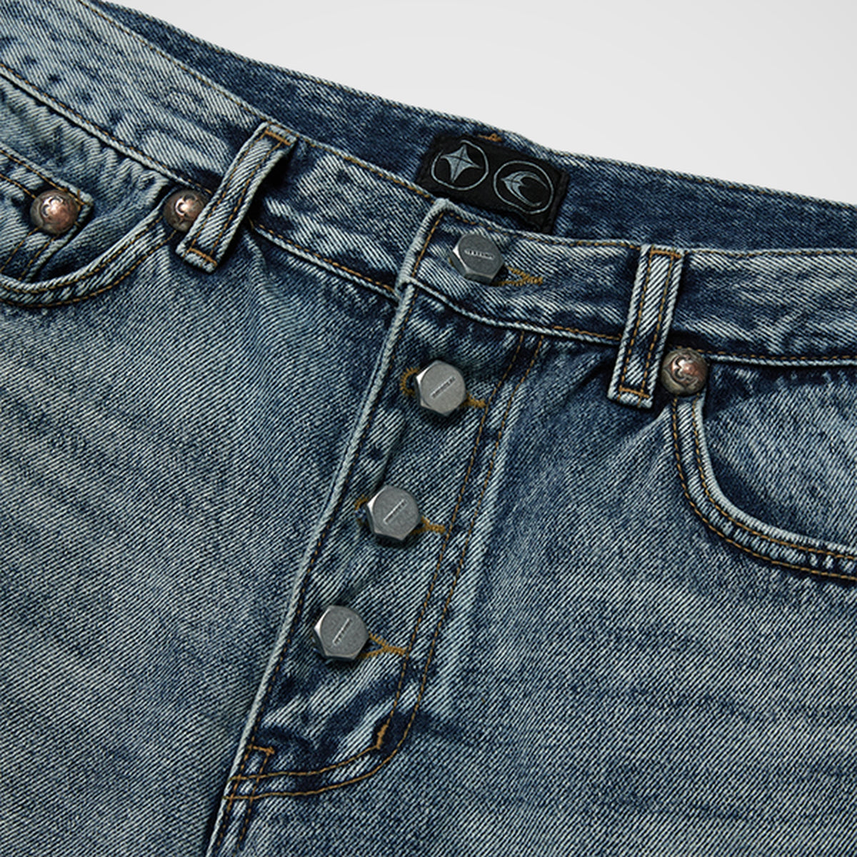 Thug Club Double Knee Damage Shorts in blue, view 3 of 6