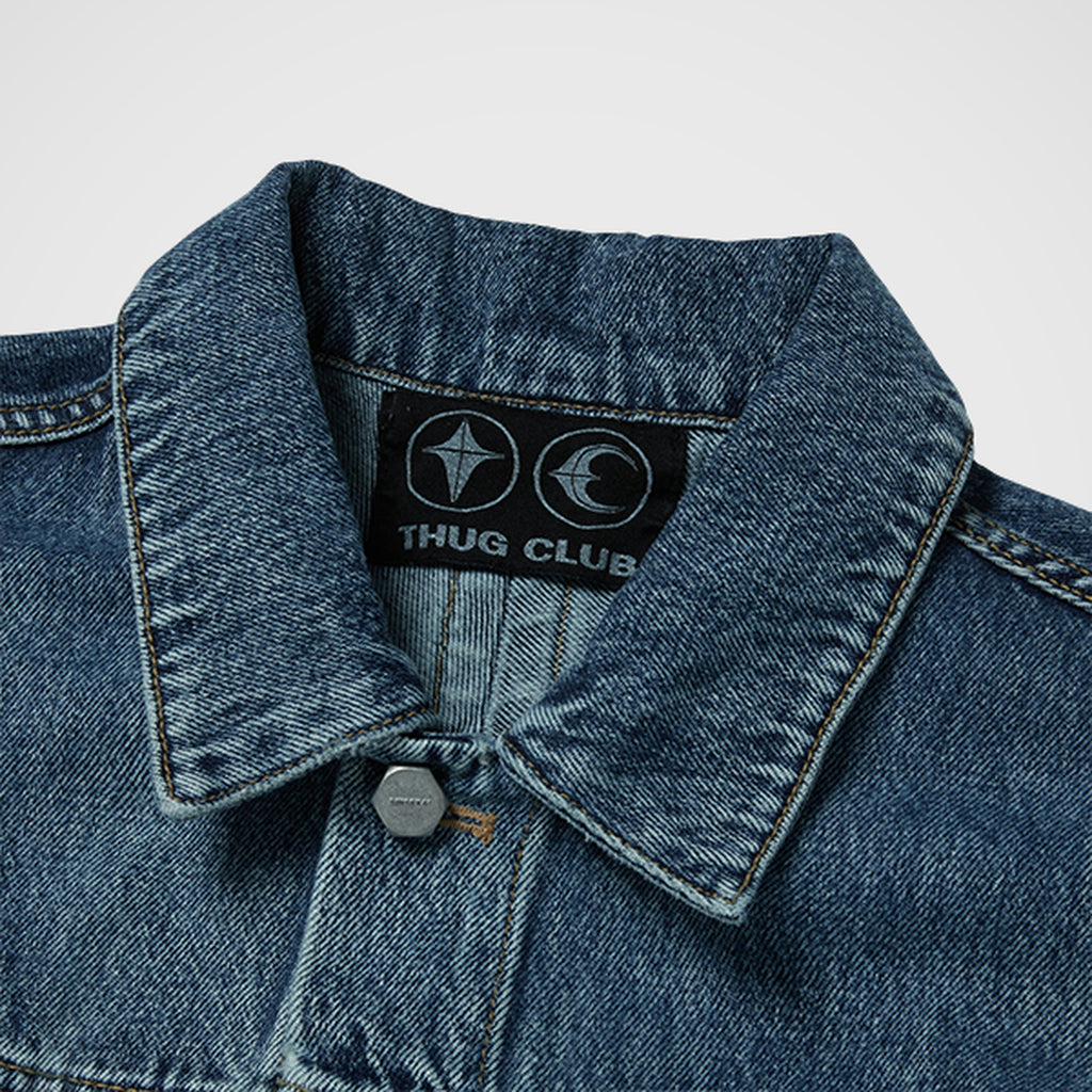 Thug Club Claw Denim Jacket in blue, view 3 of 9