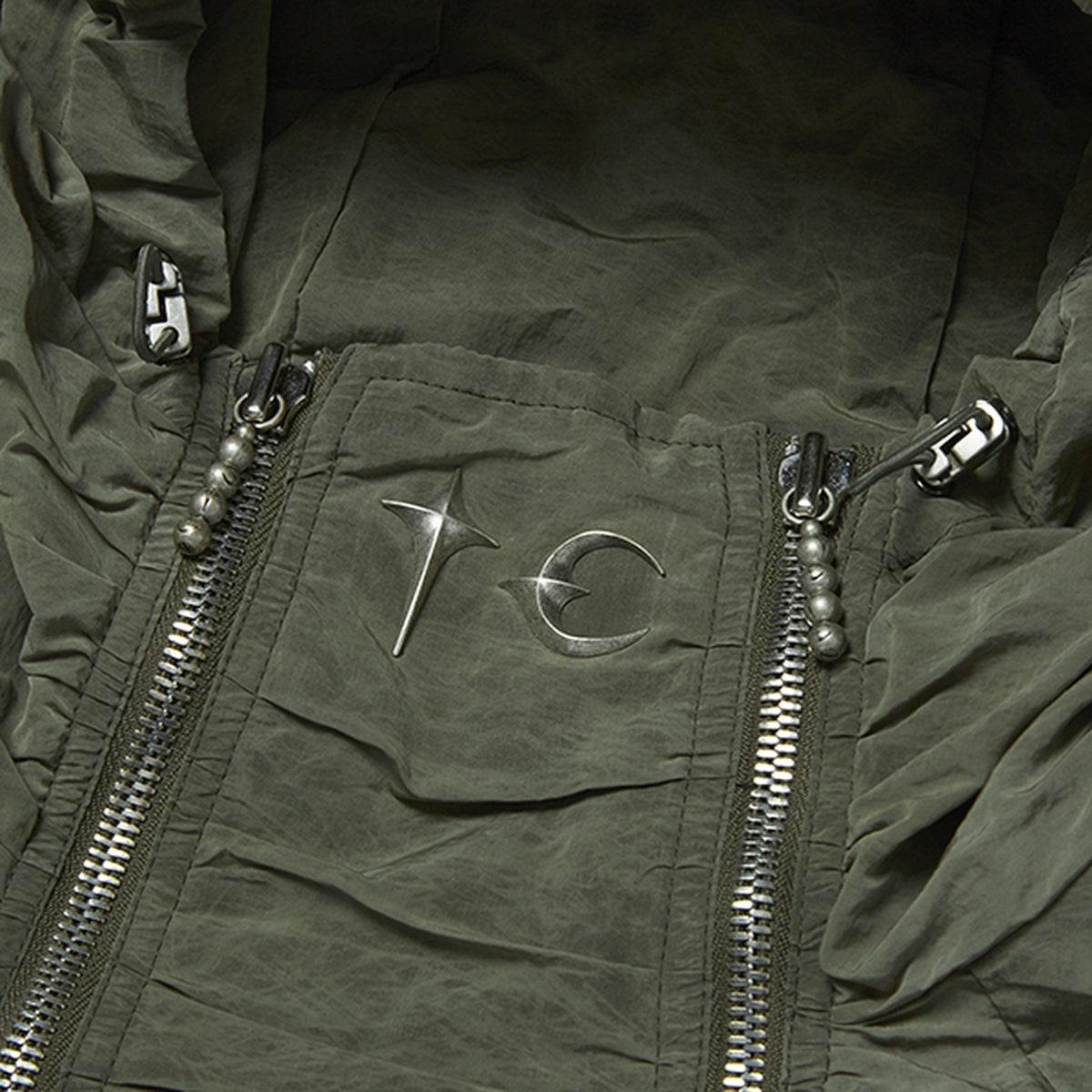 Thug Club Scarred Double Flying Bio Jacket in khaki, view 4 of 7