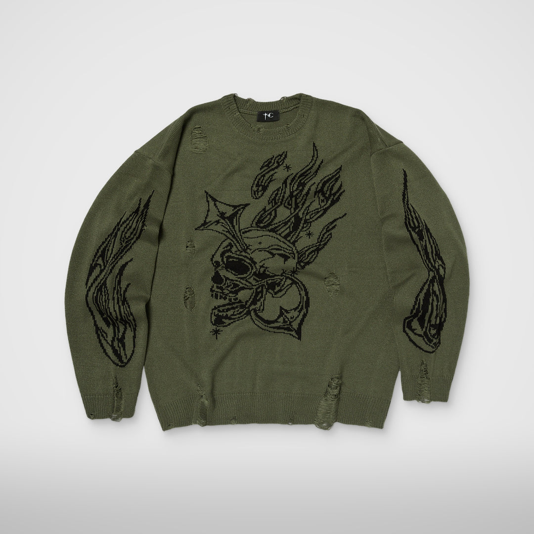 TC Chrome Skull Knit Sweater