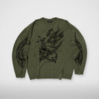Thug Club TC Chrome Skull Knit Sweater in khaki