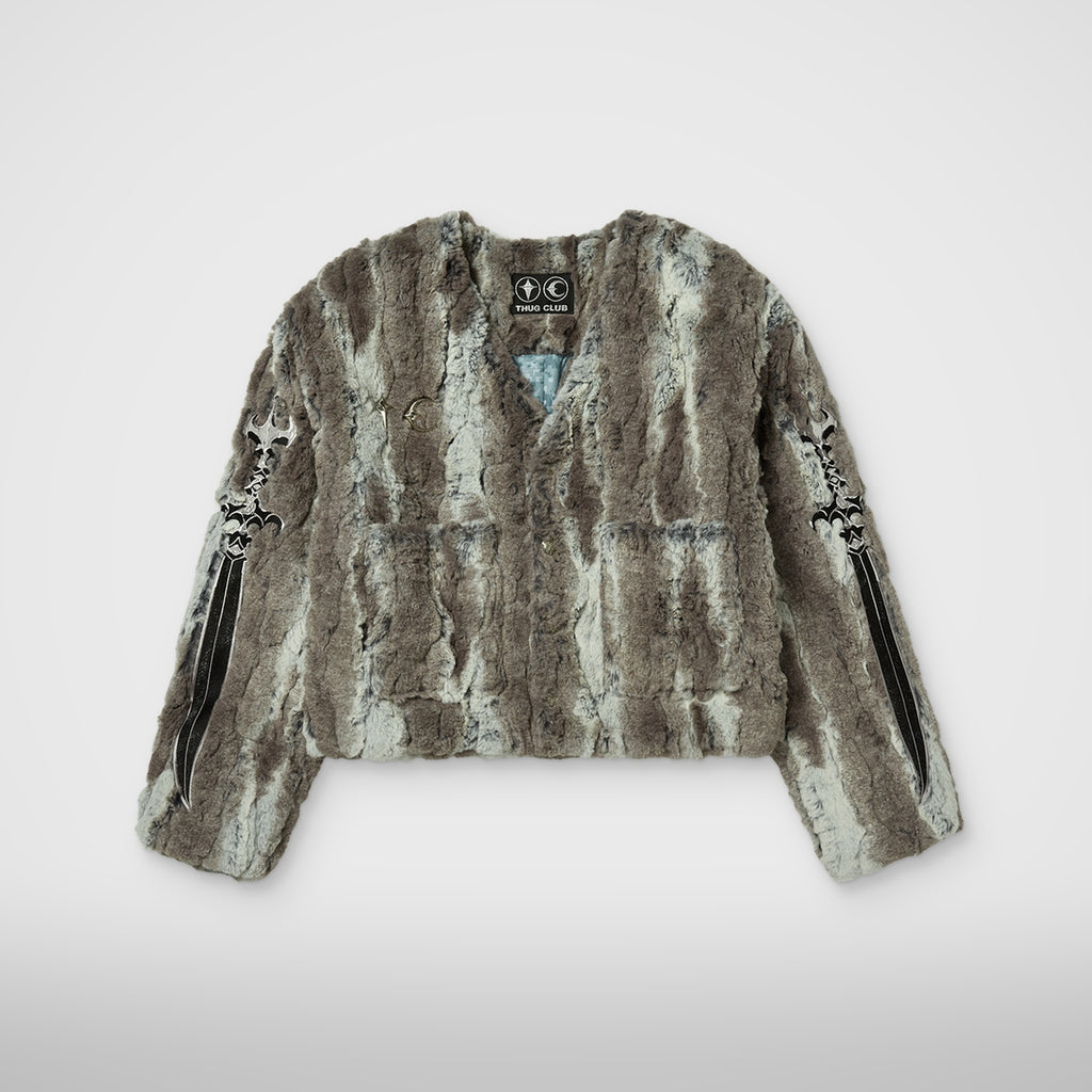 Thug Club Jindo Mix Fur Jacket in ivory