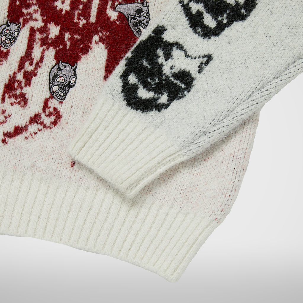 Thug Club TC Bone Cross Knit Sweater in white, view 4 of 4