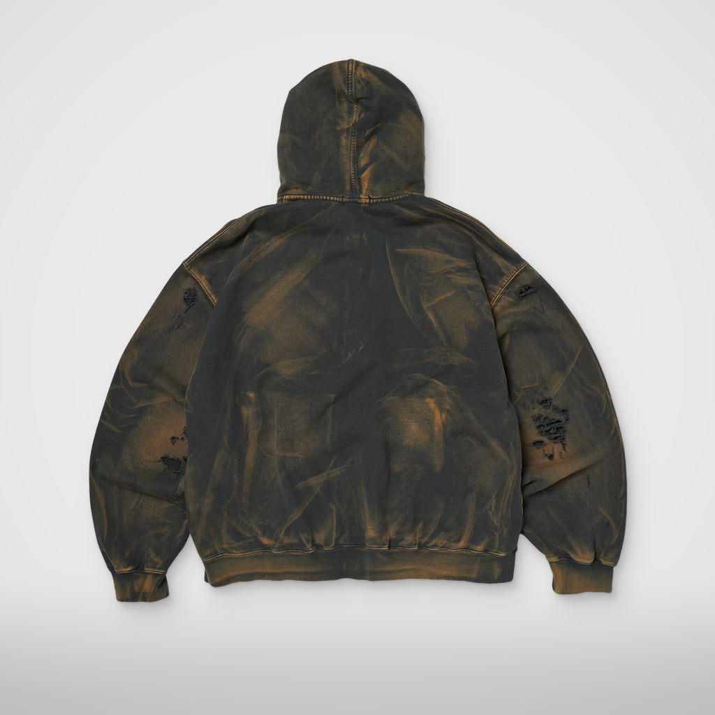 Thug Club TC Two Tone Washed Zip-Up Hoodie in rust black, back view