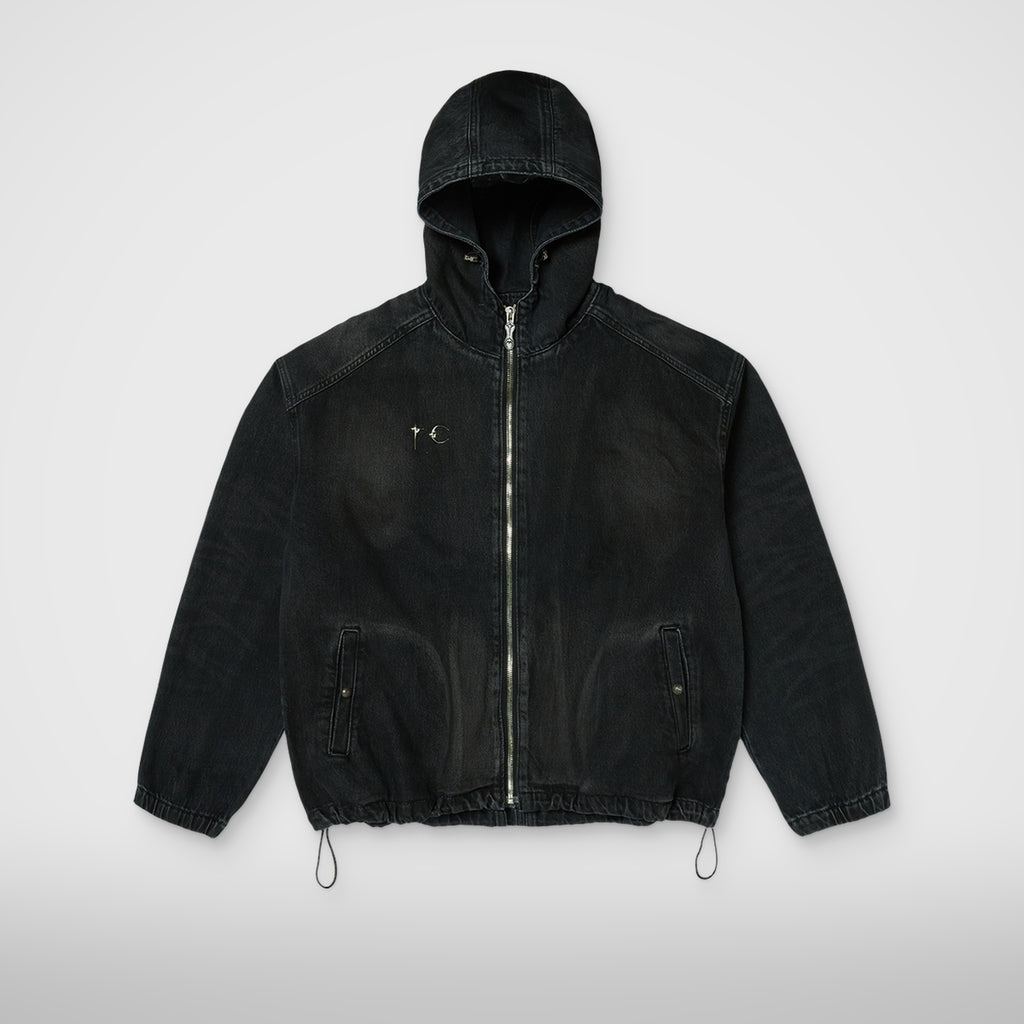 Thug Club Basic Emblem Denim Jacket in black