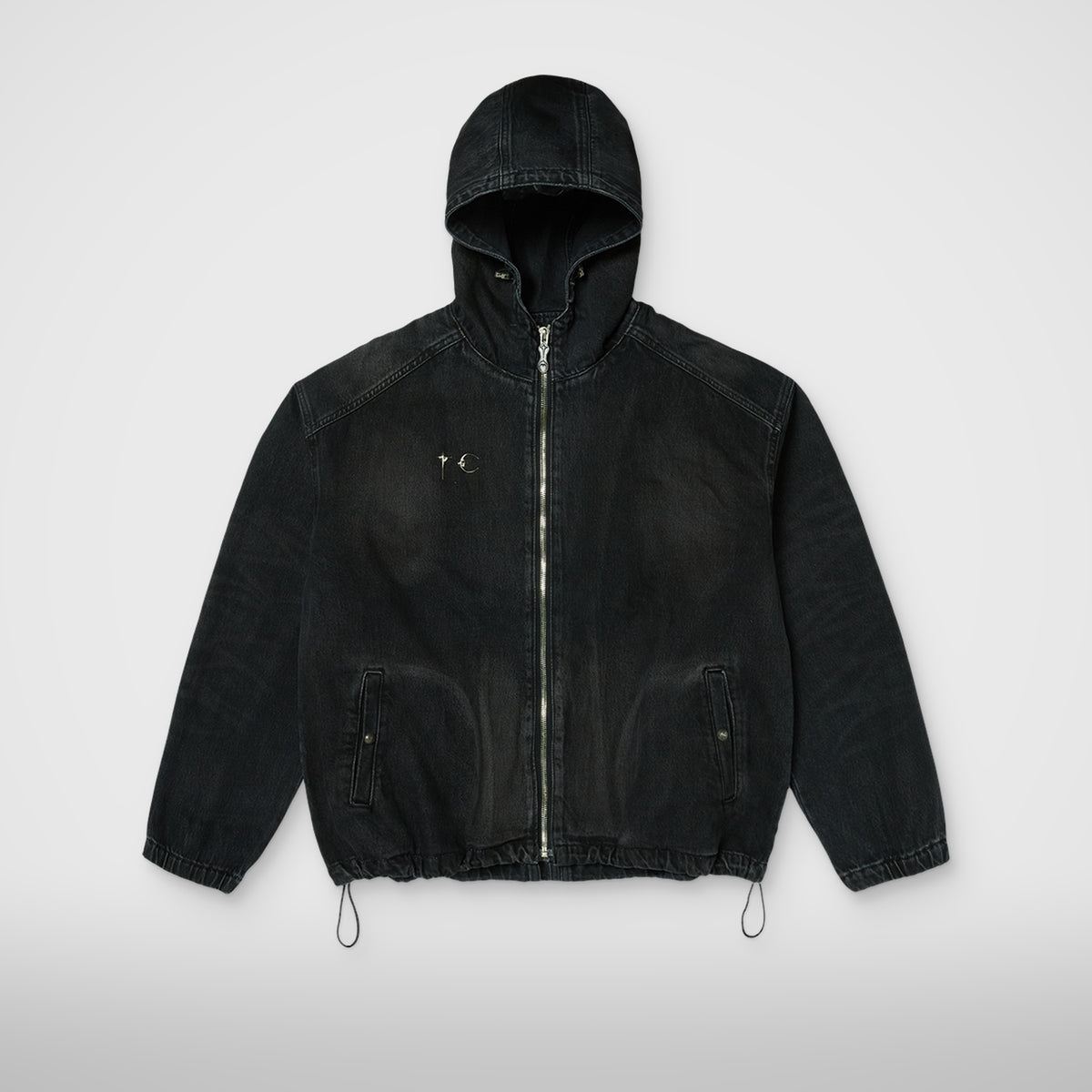 Thug Club Basic Emblem Denim Jacket in black