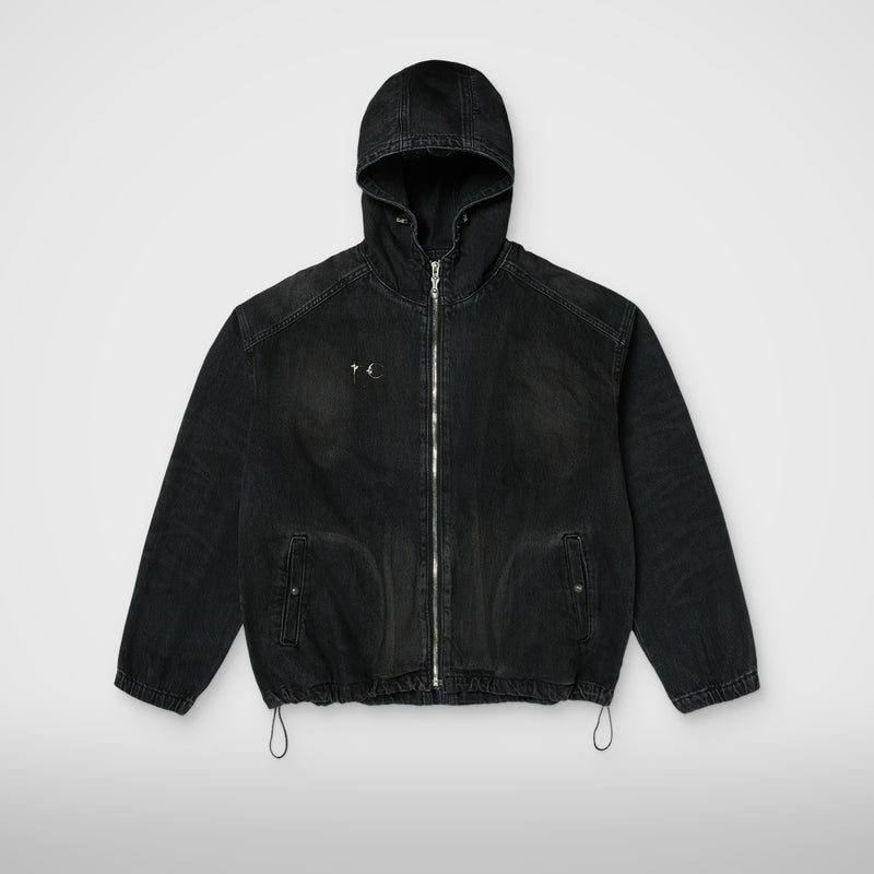 Thug Club Basic Emblem Denim Jacket in black