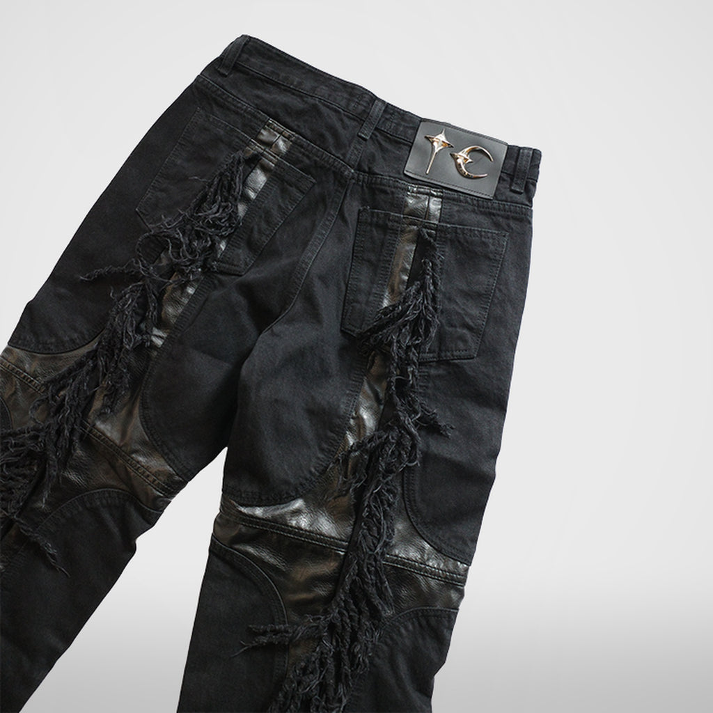 Thug Club Mohican Leather Denim Pants in black, view 6 of 6