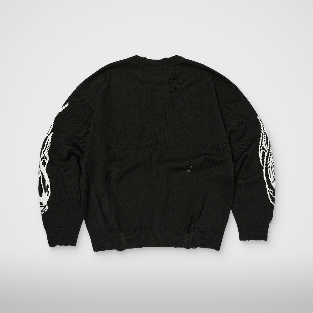 Thug Club TC Chrome Skull Knit Sweater in black, view 2 of 2