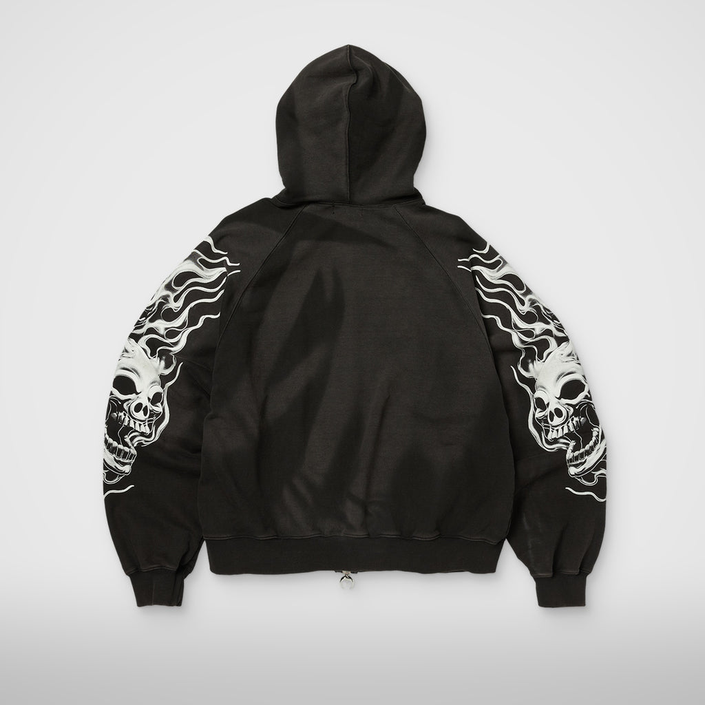 Thug Club Six Riding Skull Zip-Up Hoodie in black, view 2 of 6