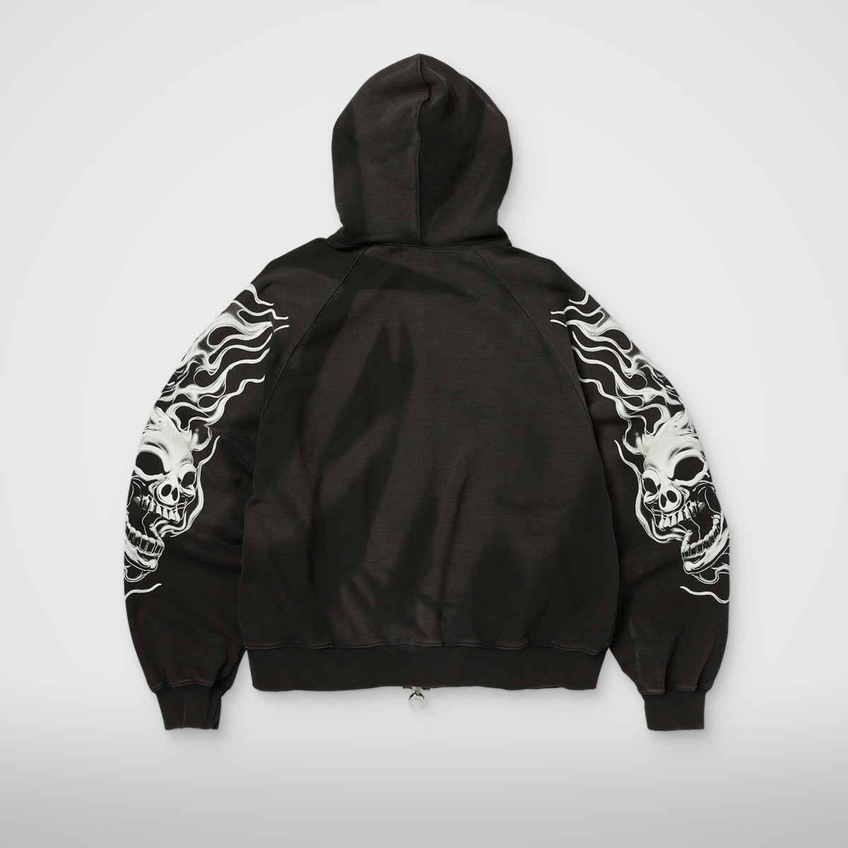 Thug Club Six Riding Skull Zip-Up Hoodie in black, view 2 of 6