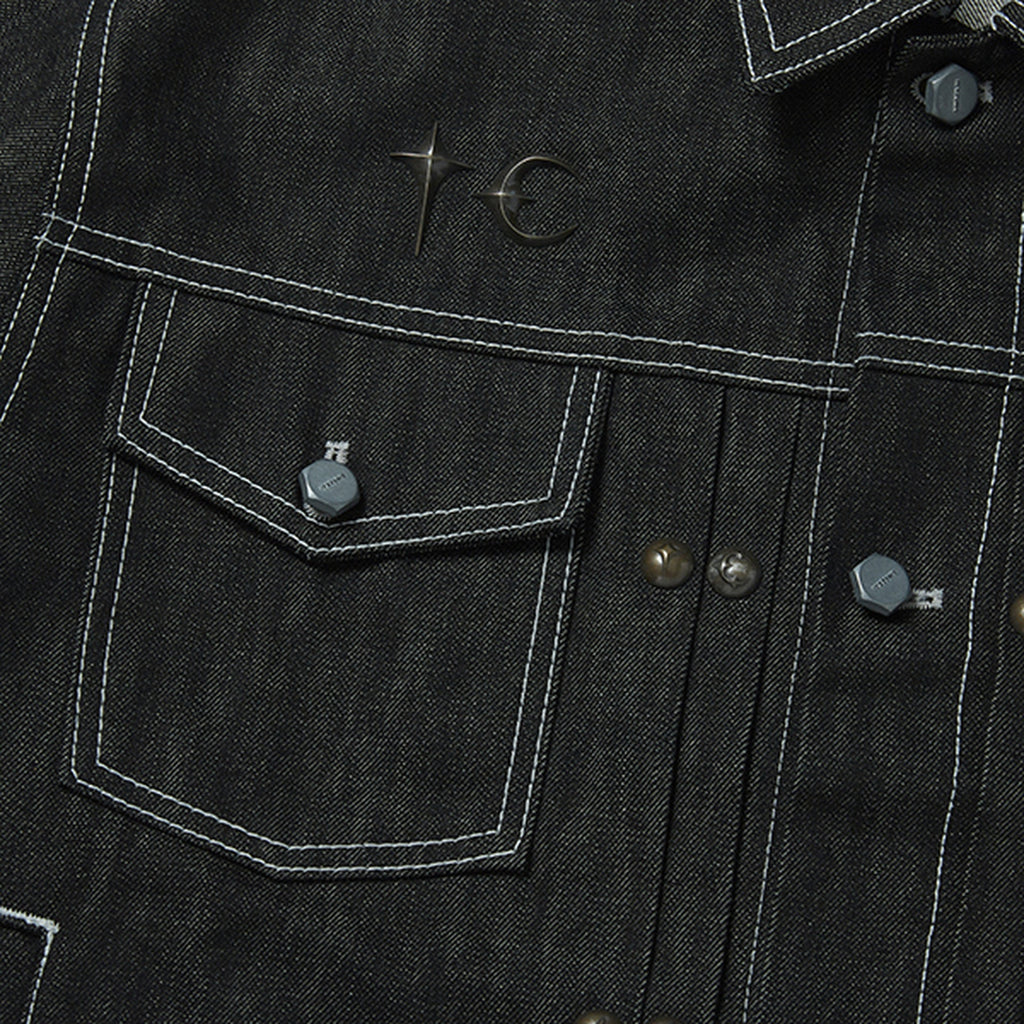 Thug Club Land Warfare Denim Jacket in black, view 4 of 8