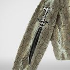 Thug Club Jindo Mix Fur Jacket in beige, view 7 of 8