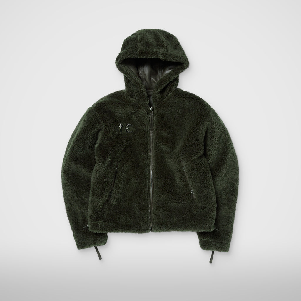 Thug Club TC Reversible Shearling Jacket in khaki, view 3 of 4