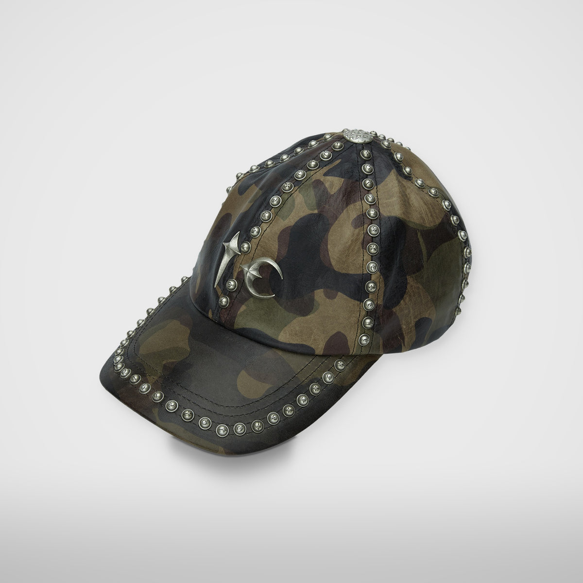 Thug Club Studded Camo Leather Cap, view 2 of 3