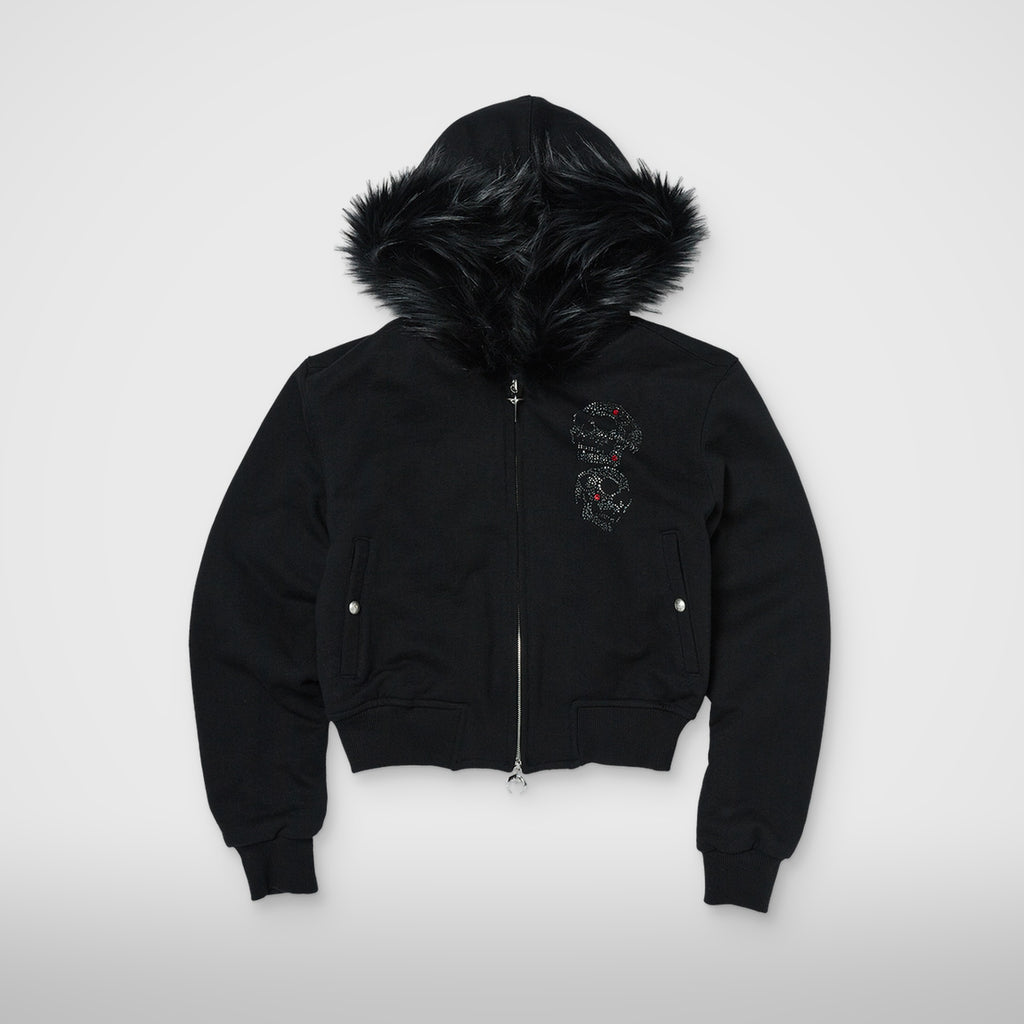 Thug Club TC Angels Crystal Embellished Hooded Zip-Up in black