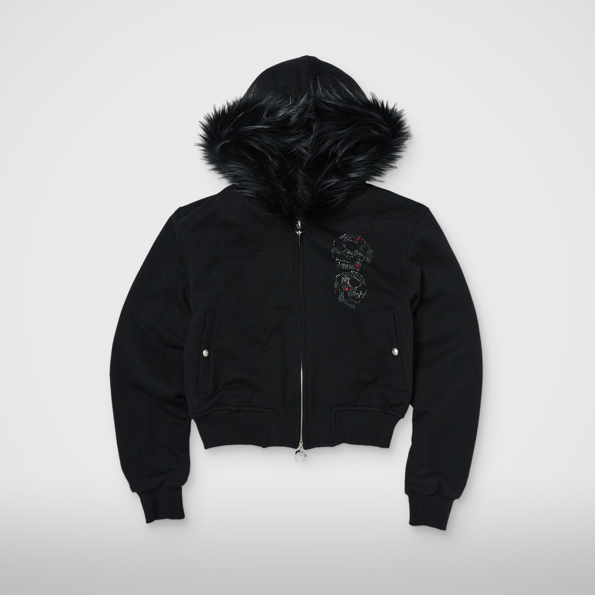 Thug Club TC Angels Crystal Embellished Hooded Zip-Up in black