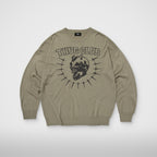 Thug Club TC Riding Skull Knit Sweater in beige, front view