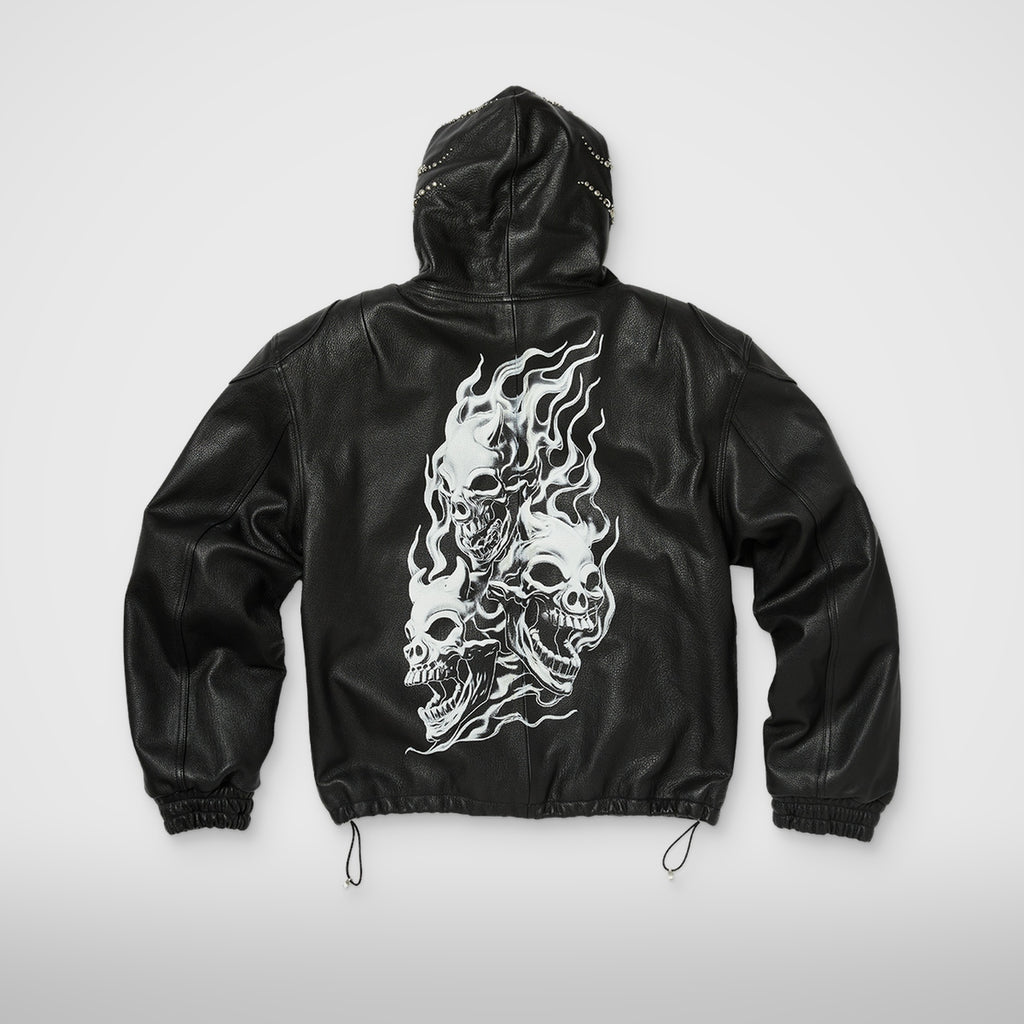 TC HOTHEAD THREE RIDING SKULL LEATHER JACKET