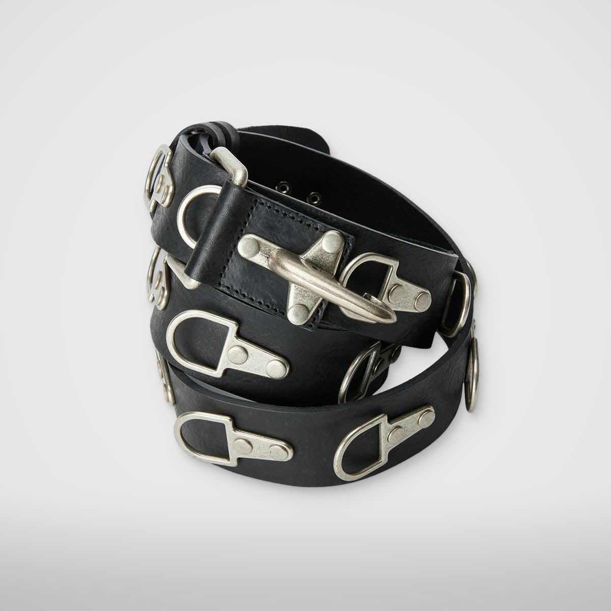 Thug Club Full Metal Leather Belt in black, view 2 of 6