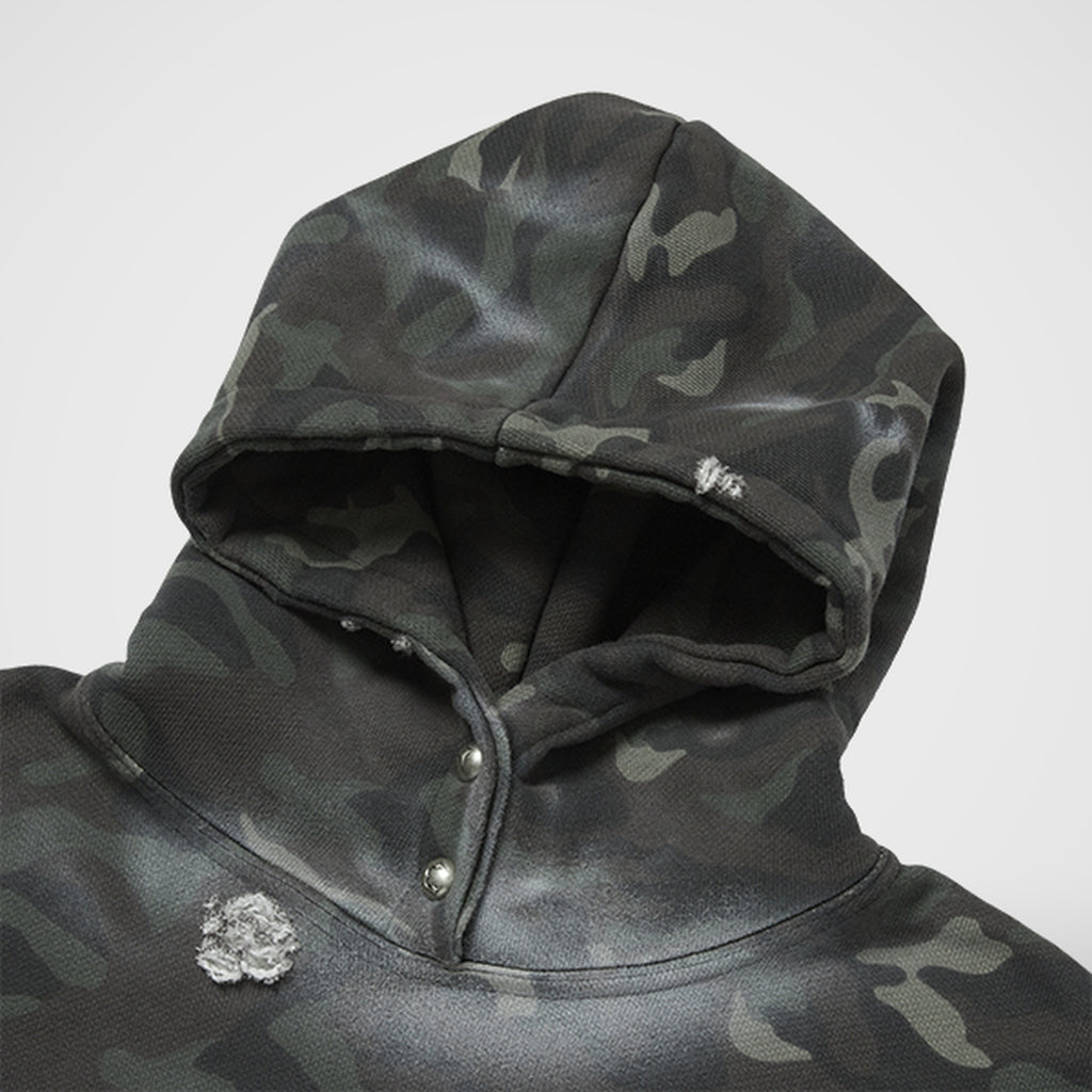 Thug Club Sprayed Camoflage Rock Hoodie in camo, view 3 of 6