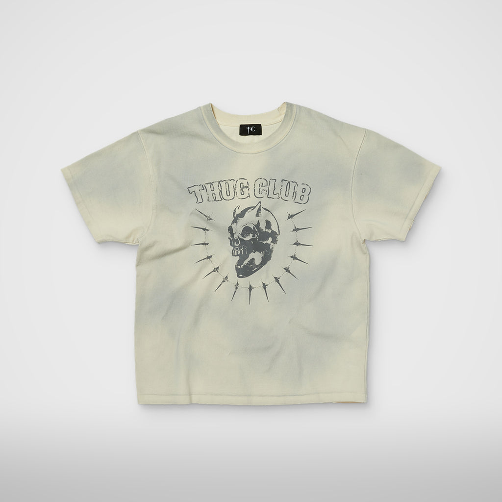 Thug Club Vintage Riding Skull T-Shirt in cream