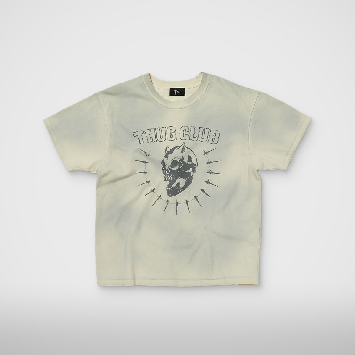 Thug Club Vintage Riding Skull T-Shirt in cream