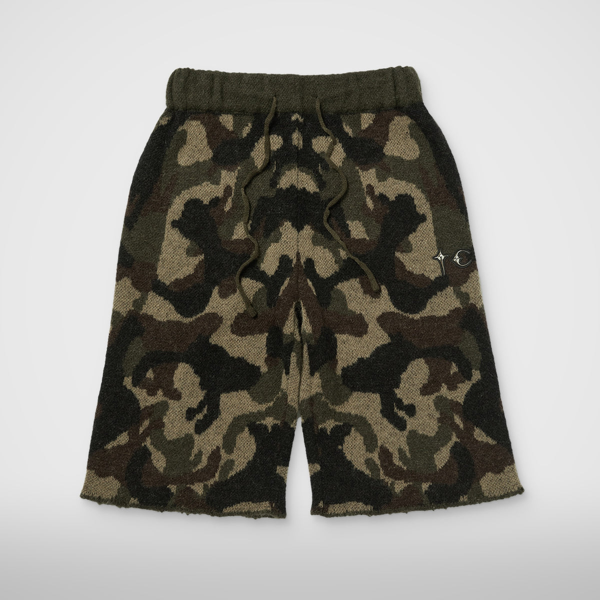 Thug Club TC Infintry Knit Shorts in camo, front view