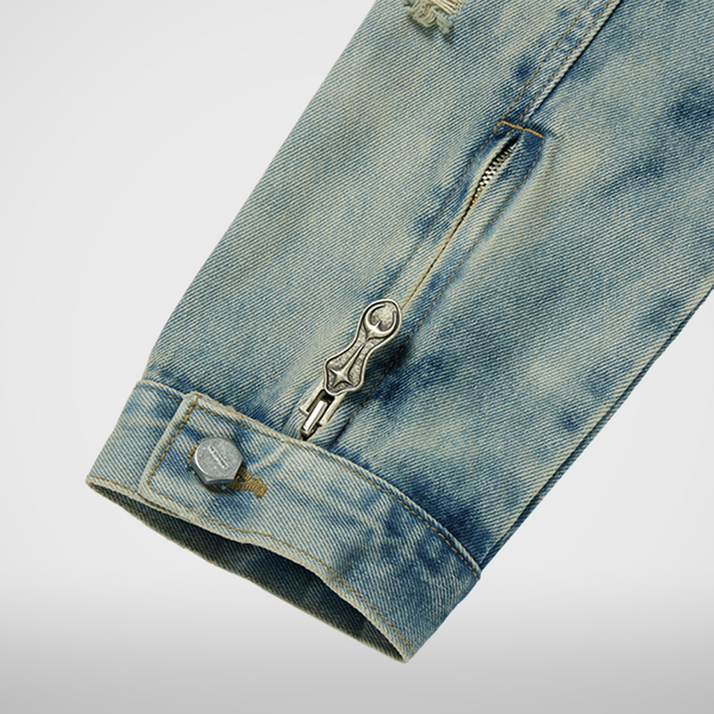 Thug Club Denim Zip-Up Hoodie in blue, view 10 of 10