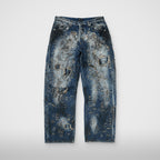 Thug Club Hard-Washed Damaged Denim Pants in blue