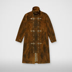 Thug Club Bio Soldier Leather Trench Coat in camel
