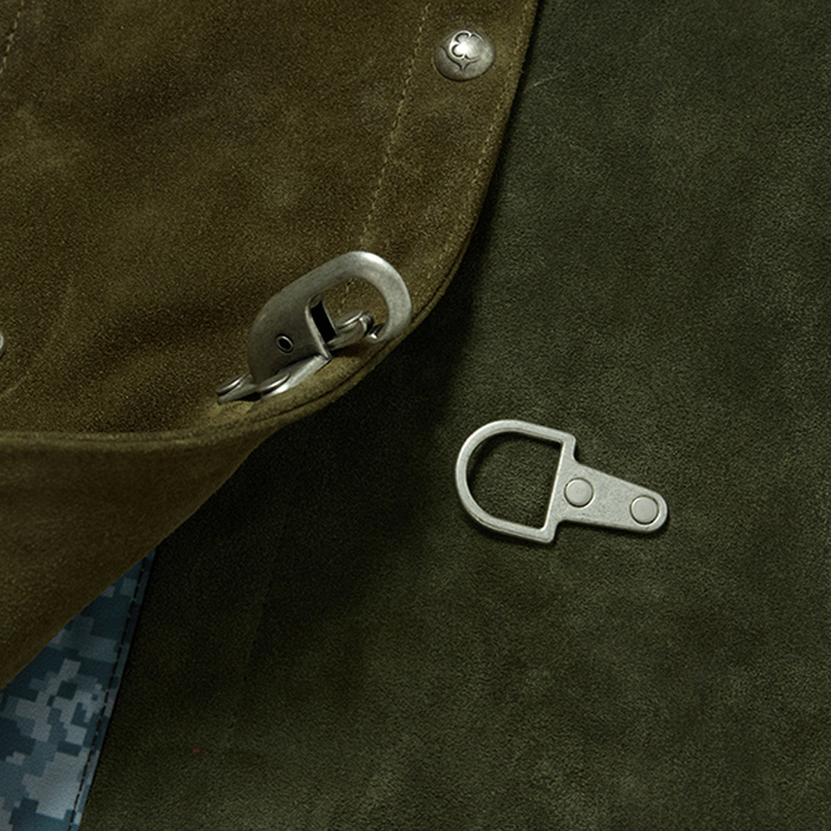 Thug Club Bio Soldier Leather Trench Coat in khaki, view 9 of 11